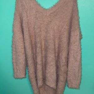 Oversized pink sweater dress